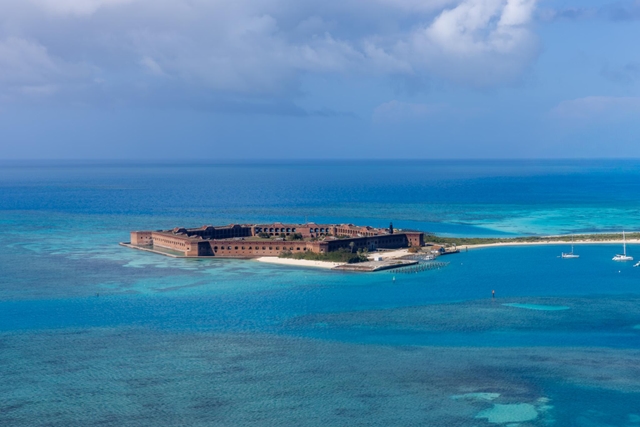 An aerial view of the Dry Tortugas