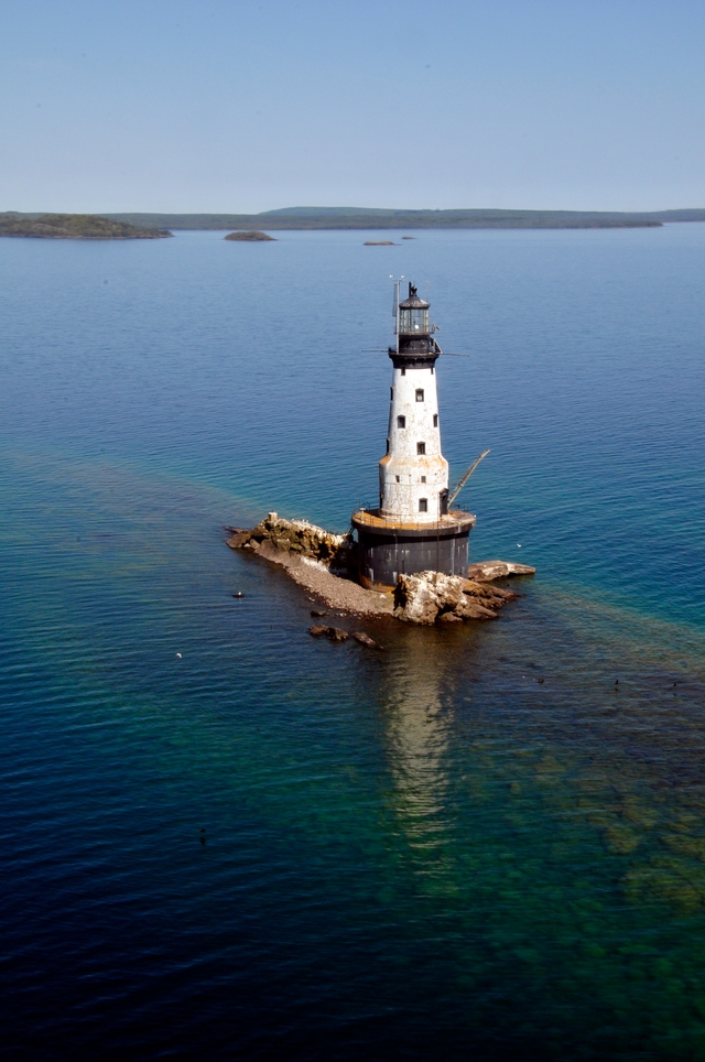 Aerial view of Rock of Ages Lighthouse