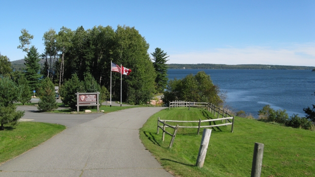 View of the drive into Saint Croix Island International Historic Site.