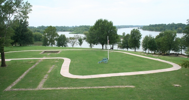 Foundations of first Fort Smith and Arkansas River