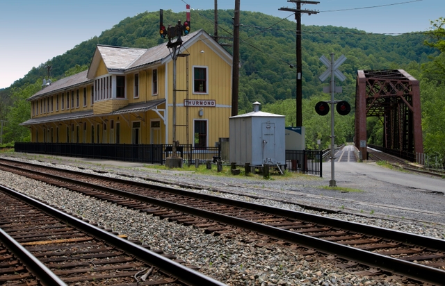 railroad tracks and depot