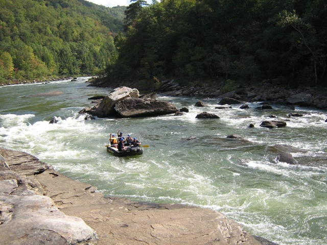 Rafting on Gauley River before Sweets Falls fapid