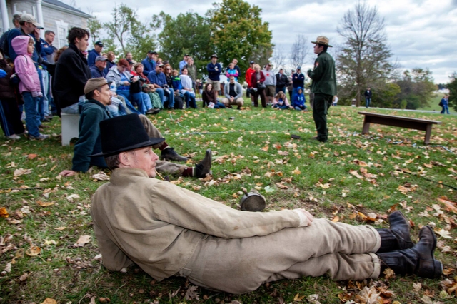 Visitors watching a ranger program at Belle Grove