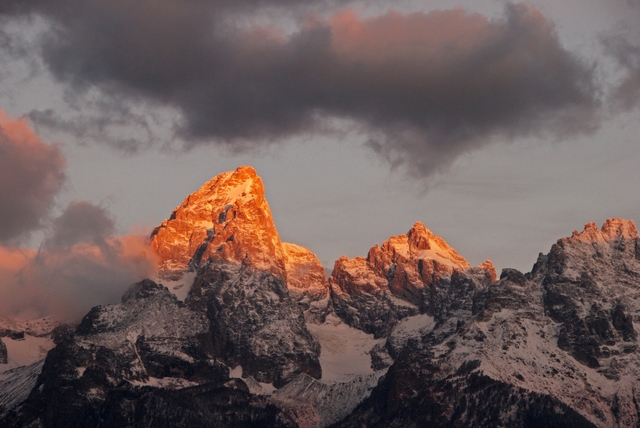 Winter sunrise on snow-covered Teton Range