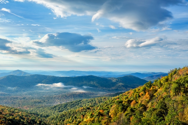 Mountain vista and clouds on the Blue Ridge Parkway