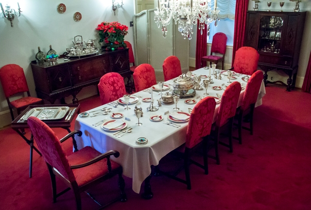 The Eisenhower dining room decorated for the holidays