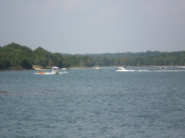 Lake boating on a summer day