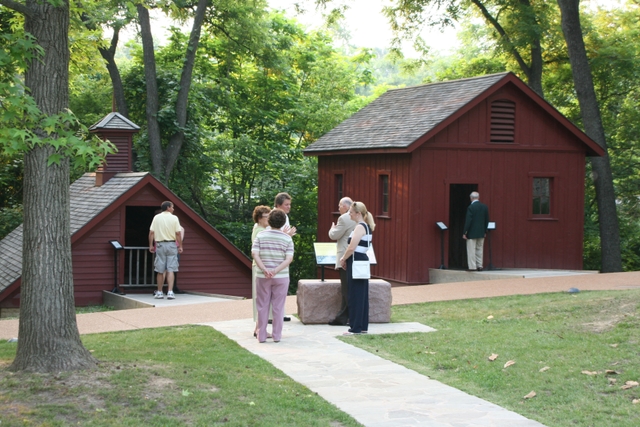 To the left is the ice house and to right is chicken house.