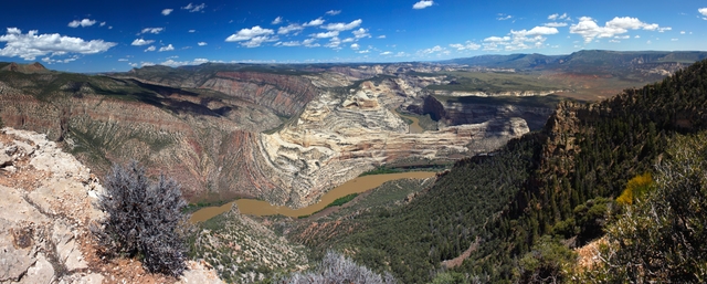 view of a river flowing through a deep canyon