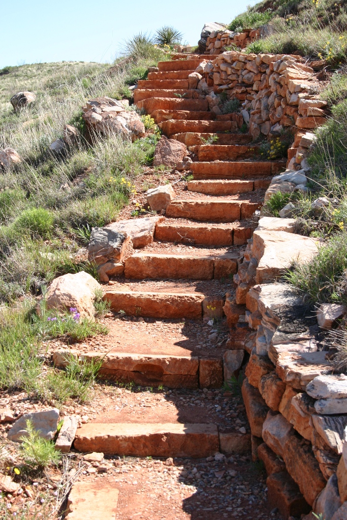 Stair steps up the Alibates Flint Quarries Trail.