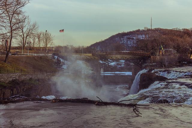 Mist coming up from where the water drops into the passaic river