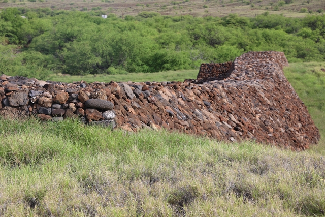 Back side of a historic stone heiau