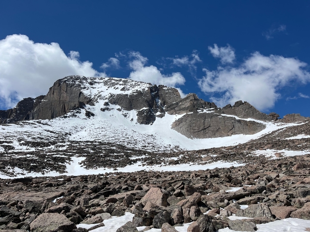 Snow on the North Face of Longs Peak in June